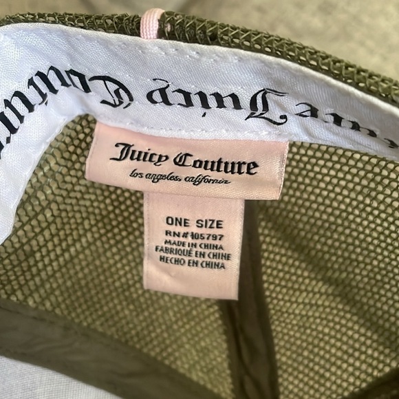 Juicy Couture Olive Green Velour Velvet Baseball Cap with Pink Crystal Logo - Picture 5 of 8